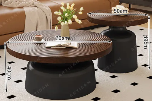 พร้อมส่ง🔥โต๊ะกาแฟสไตล์ครีมกลม โต๊ะกาแฟ70 50CM โต๊ะกาแฟคาร์บอนสตีล โต๊ะกลม รับน้ำหนักสูง ยั่งยืน ไม้เนื้อแข็ง…