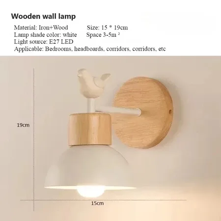 Nordic ลายไม้ minimalist creative minimalist โคมไฟติดผนัง LED ห้องนอนข้างเตียงระเบียงบันไดทางเดินไฟตกแต่ง